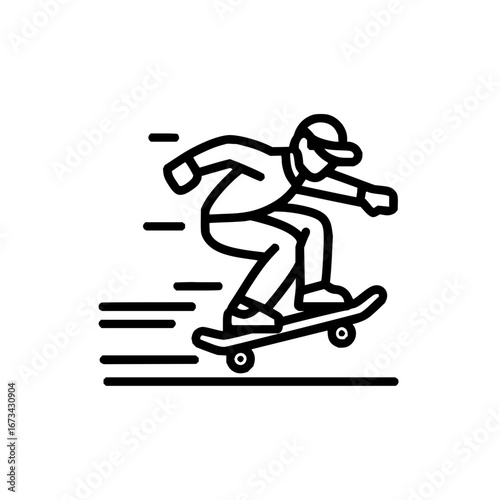 Skateboarder outline vector image for extreme sports and skateboarding content vector illustration design