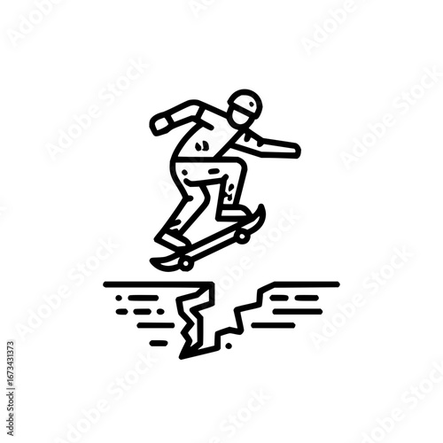 Skateboarder jumping extreme gap trick vector illustration action sport lifestyle adventure challenge 100