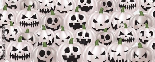 Happy Halloween posters, cards, banner with  seamless pattern pumpkins and cute gosh. collection of Halloween background, flayer, cover, Brochure with copy space for ads promo