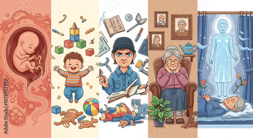 The Journey of Life: From Fetus to Childhood, Adulthood, Old Age, and the Spiritual Transition of the Soul