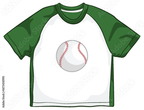 Green and White Baseball T-Shirt Illustration