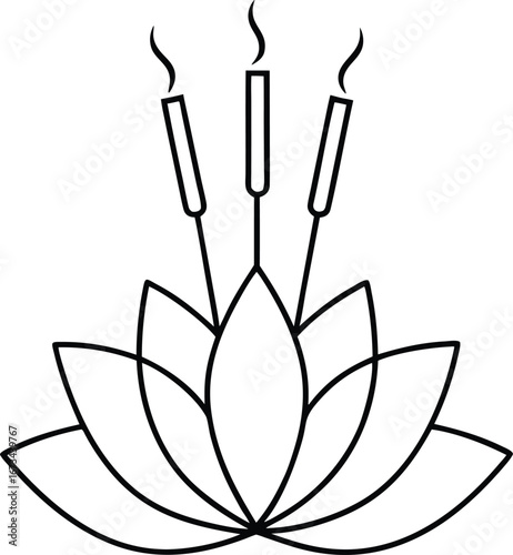 Outline icon of lotus base incense holder