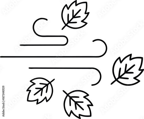 hello autumn leaves floating outline icon