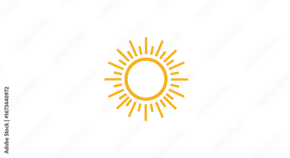 Fototapeta premium Radiant sunburst icon symbolizing warmth, energy, and bright beginnings for your projects.
