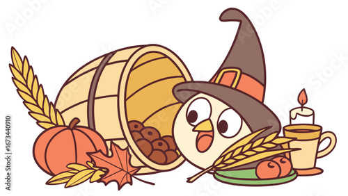 Playful Surprised  Gnat design with Grateful Harvest shades in a Thanksgiving setting