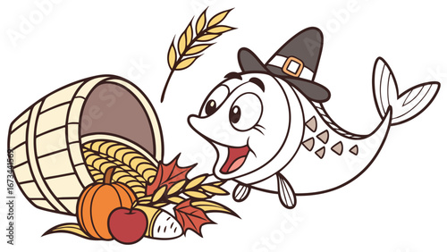 SVG art: A Bashful  Barracuda in a Thanksgiving vibe, tinted with Grateful Harvest tones