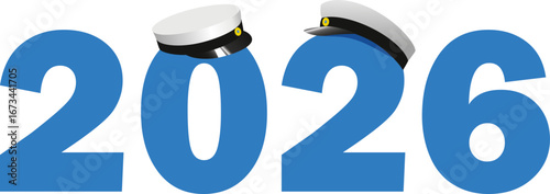 Graduation 2026, traditional Swedish "Studenten" caps, to celebrate the finish  from Gymnasium.  Vector Illustration