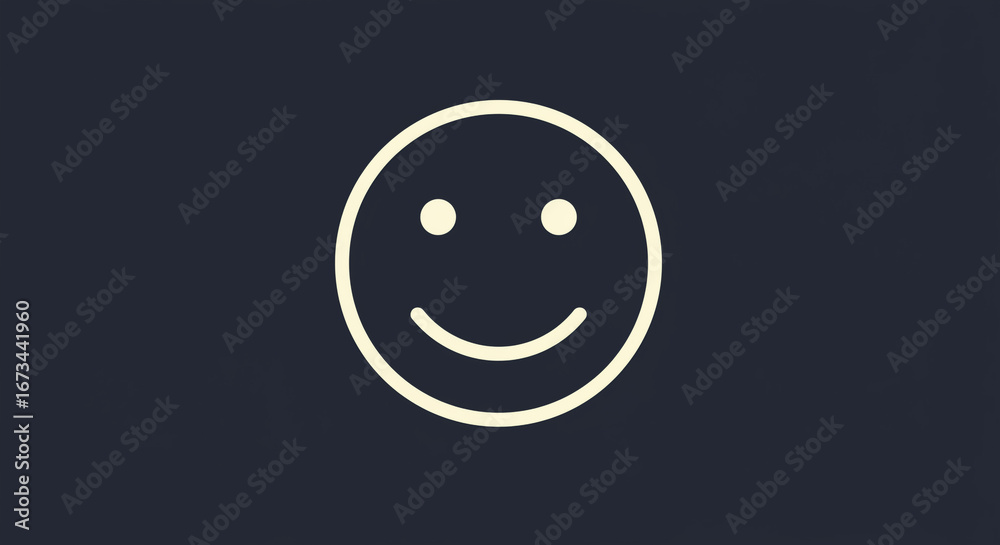 Fototapeta premium Simple yellow smiley face emoji on a dark background conveying happiness and positivity