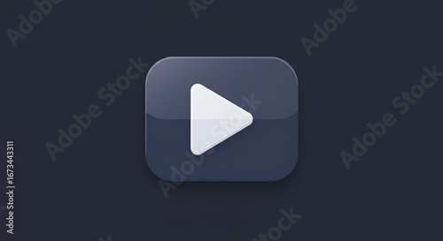 Modern clean play button icon, representing media and entertainment, perfect for digital content.