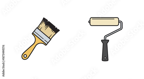 Professional paint brush and roller tools ready for your next home improvement or DIY project.