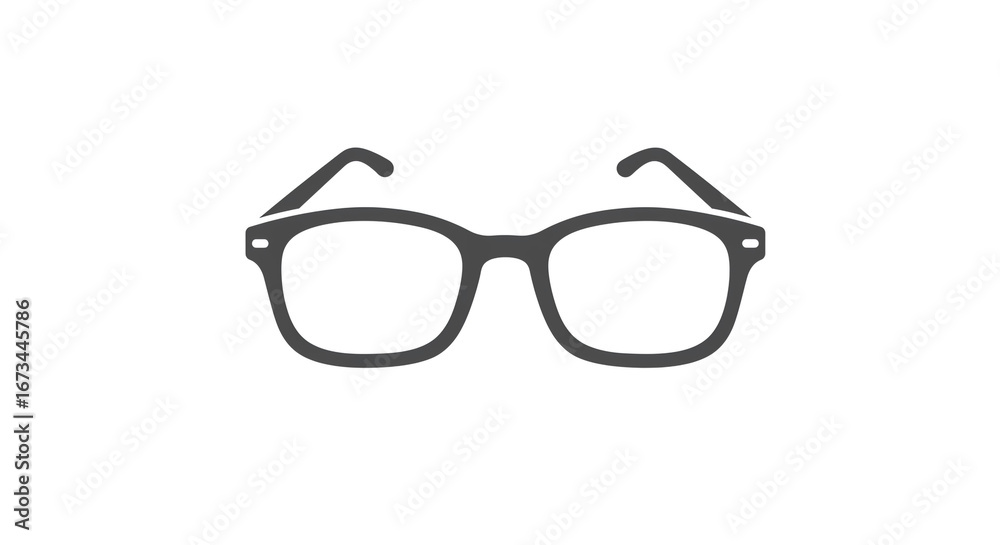 Fototapeta premium Modern stylish eyeglasses icon symbolizing vision, intellect, and fashion with clear lenses and sleek frame