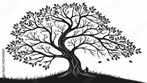 Stylized Black Tree of Life Silhouette. 