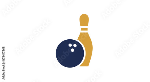Stylish bowling ball and pin graphic for sports and leisure themes