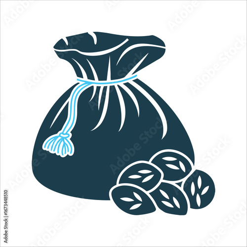 Asafoetida Herb Bag Icon, Devils Dung Spice Asafoetida Bag A tiny burlap sack filled with devils dung herb to repel evil