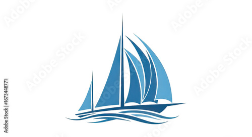 Blue Sailboat Graphic Design Element