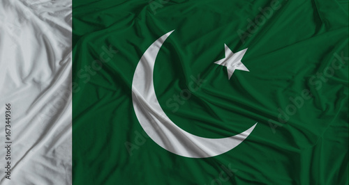 Foto Pakistani flag with fabric texture background
