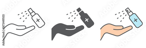 Hand sanitizer line icon, hygiene and disinfection, disinfect hand sign vector graphics, editable stroke linear icon,