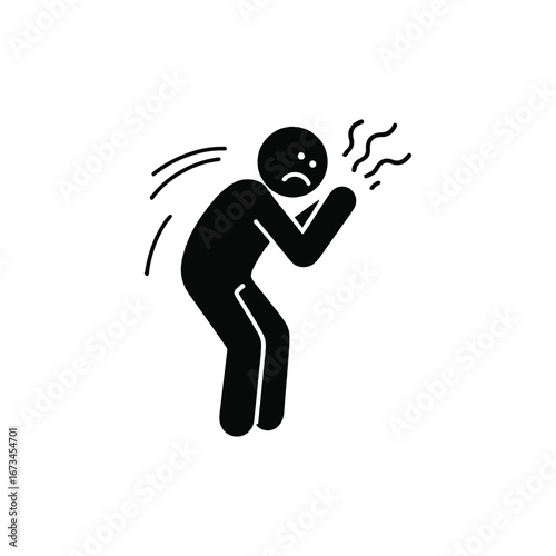 Vector art of stick figure sweating and looking worried