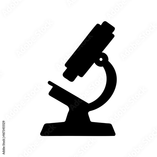 Silhouette of a scientific microscope for studying microscopic objects, biology tool