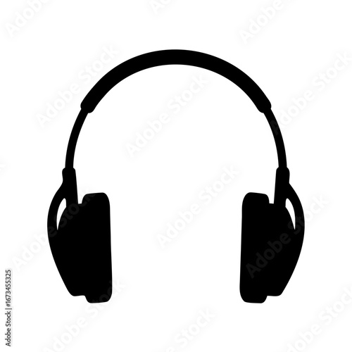 Black silhouette illustration of wireless headphones for music and listening pleasure