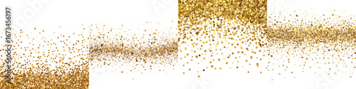 Wallpaper Mural Golden Glitter Confetti Border and Background on White - Festive Sparkle Torontodigital.ca