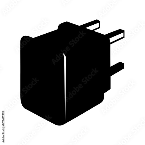 Black and White Illustration of a United Kingdom AC Power Plug
