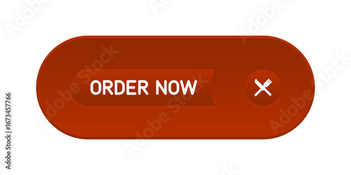 Red CTA button with text: Order now and cutlery icon.
