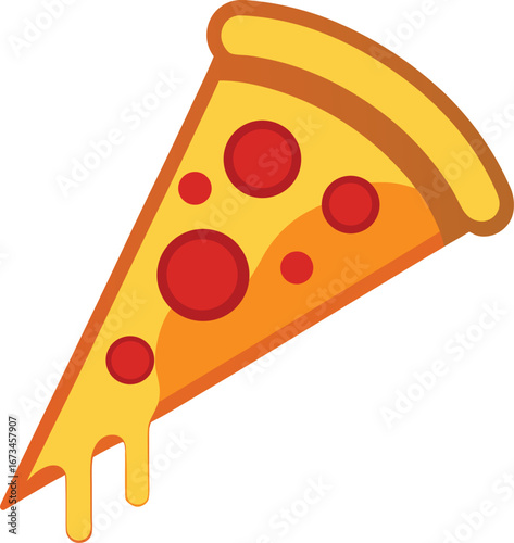 Vector illustration of a pizza slice with salami in cartoon style