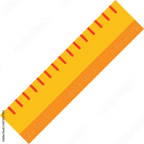 Yellow ruler isolated on white background measuring tool