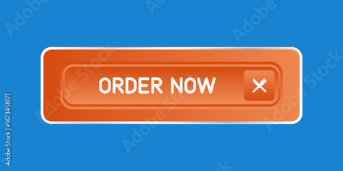 Red CTA button with text: Order now and cutlery icon.