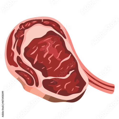 Raw beef steak flat icon isolated on white background. Vector illustration perfect for web projects, game design, and meat advertising visuals.