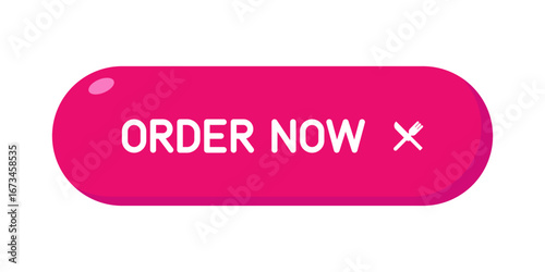 Pink CTA button with text: Order now and cutlery icon.
