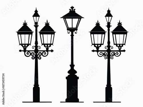 Traditional Outdoor Lamp Posts Minimal Silhouettes
