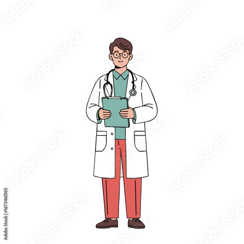 Doctor holding clipboard in lab coat with stethoscope, representing healthcare professionals and their important roles 
