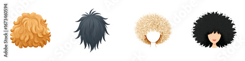 Diverse Wigs and Hairstyles: Colorful and Unique Hair Design Set