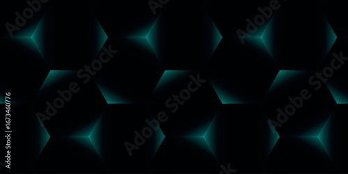 Dark abstract background with modern, glowing blue geometric shapes. Exclusive and futuristic polygonal background design.