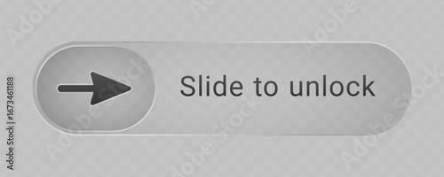 Vector slider unlock icon button in glass style