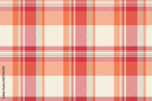 Infant check textile texture, repeatable patterns background tartan vector. Independence day seamless pattern fabric plaid in light and orange colors.