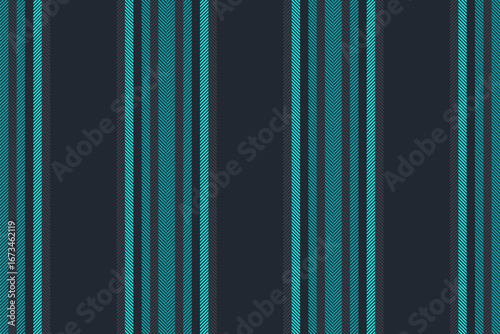 Ddvertisement background textile vertical, blanket texture lines fabric. Tretty stripe pattern vector seamless in dark and cyan colors.