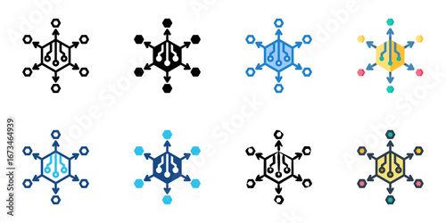 Decentralized Finance icon set multiple style collection 
