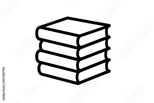 Stack of four books in simple vector illustration style