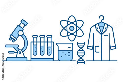 Laboratory equipment and science concepts represented in vector style