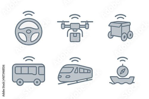 Vector illustration of various modes of transport and delivery methods