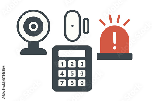 Security system components with camera alarm and keypad