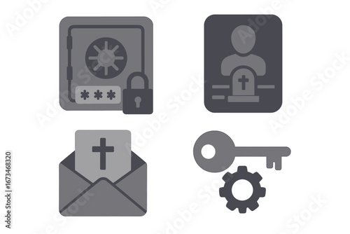 Vector illustration of security symbols for digital protection