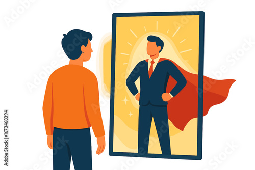 Illustration of a person reflecting confidence and aspiration