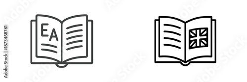 Vector illustration of open books showing letters and symbols