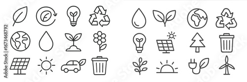 A collection of vector illustrations showcasing eco-friendly icons