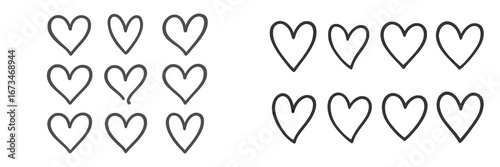 Heart patterns in vector style for design projects and illustrations