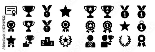Icons representing achievements and awards in a vector design